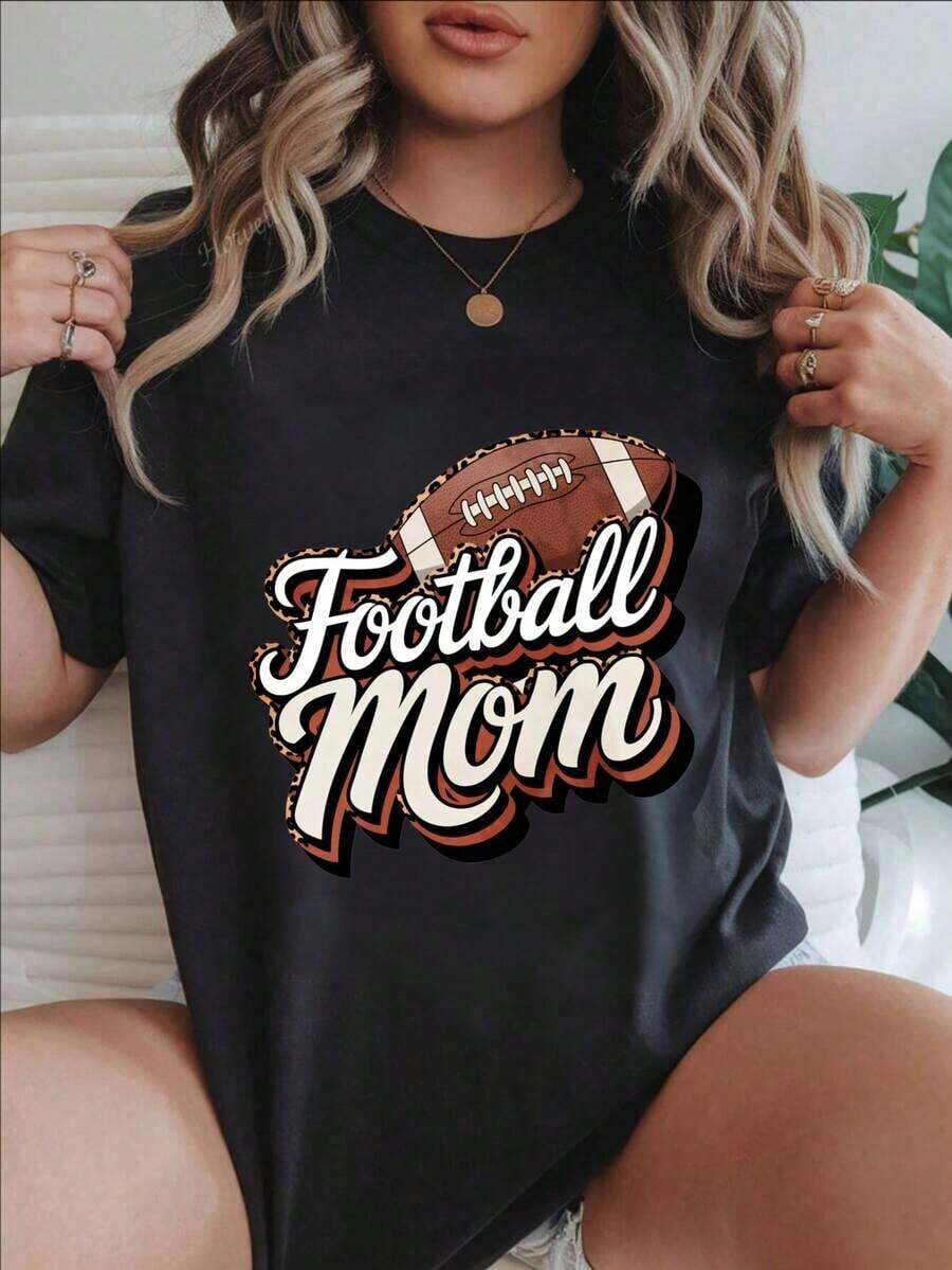 Women's Casual Short Sleeve T-Shirt - Leopard Print Soccer Mom Design, Crew Neck, Summer Top, Machine Washable, Ladies' T-Shirts, Casual Wear, Modern Style, Comfortable Fit
-White - 黑色 - 查看 1