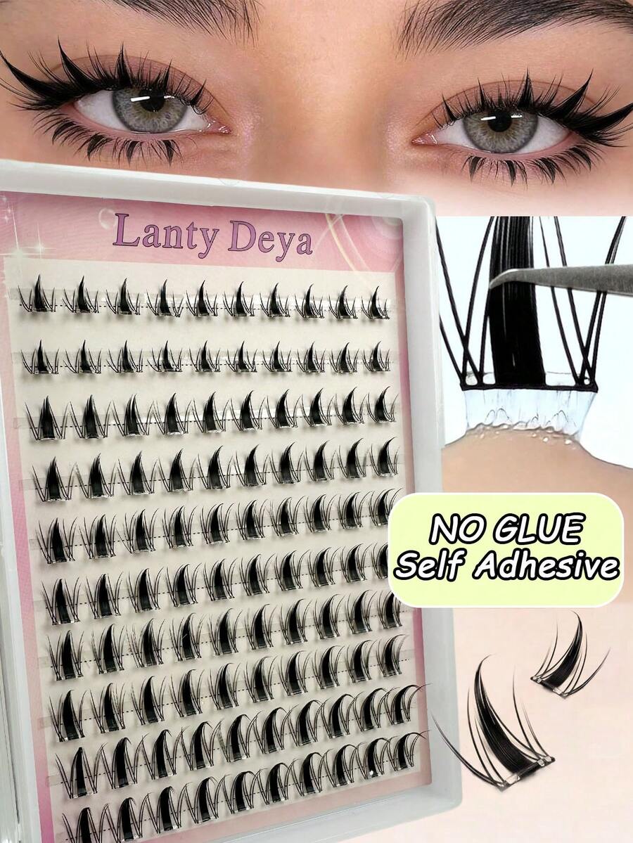 100pcs Eyelash Extension Clusters, Glue-Free, Removable, Suitable For Beginners, Makeup Eyelash Clusters, Individual Lashes, False Eyelashes, 10 Rows, Lash Extensions, Natural Look, Suitable For Women, Party, Club, Makeup Tools, Easy To Wear And Reusable, Suitable For Daily Makeup
