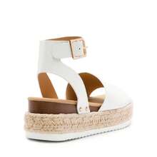 Women's Platform Espadrilles Casual Ankle Strap Wide Wedge Sandals Comfortable Dressy Summer Shoes - trắng - Xem 3