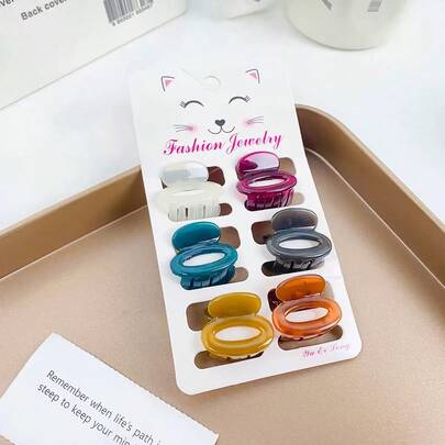 6pcs Mini Jelly Color Geometric Hair Clips, Retro French Style Bangs Clips, Hair Accessories