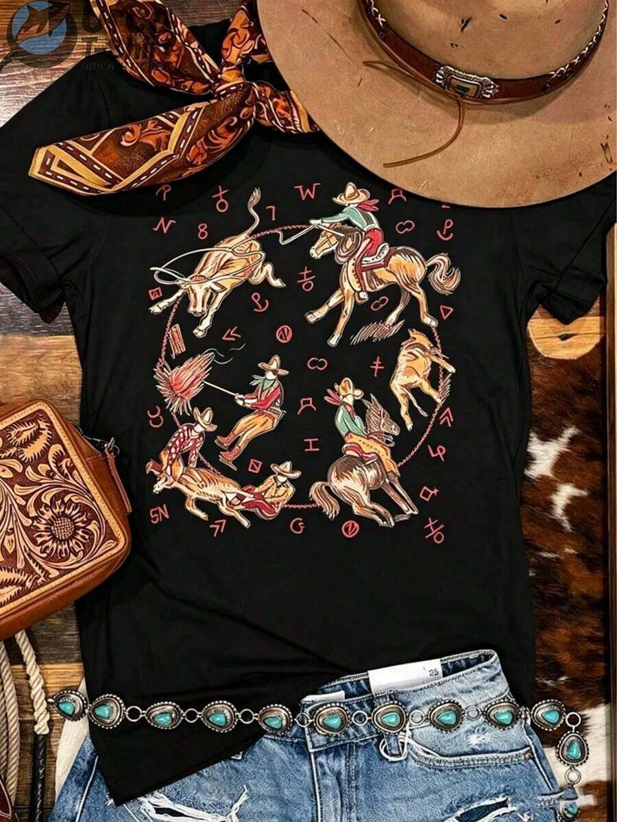 Estilo occidentalPaísCamisaDenimCamisetaVintageGráficoCamisetaCómodoCamisaAlgodónCamisetaConRetroImprimirPatrón,CortoCuello RedondoInspiradoCamisaParaChicas,LindoEstéticaY2KEstiloVeranoSuperior,AdecuadoParaAl aire libre,Inicio,Trabajo,OCalleInformalRopa-VacacionesConjuntos de ropaMujeres, camisas elegantes adecuadas para fiestas, camisas elegantes adecuadas para fiestas. - Negro - Ver 1