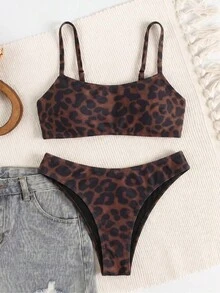 New Arrival Spring/Summer European And American Casual Sexy Leopard Print Beach Resort Party Women Bikini Set - Multicolor - View 2