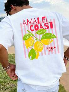 Magliette estive: T-shirt casual da uomo con stampa di limoni, 100% cotone, comoda per il tempo libero, ideale per gli sport all'aria aperta, elegante e versatile, adatta per l'uso quotidiano e le attività ricreative, t-shirt per il weekend, un regalo ideale per gli uomini. T-shirt in cotone, estiva da uomo - Bianco - Visualizzare 1
