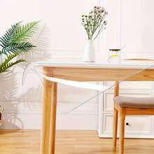 1PC0.25mm ThickClear Table Protector, Plastic Table Cover, Waterproof PVC Clear Table CoverProtector, Desk Mat Writing Desk Pad For Desktop, Coffee & Dining Room Tabletop - White - View 7