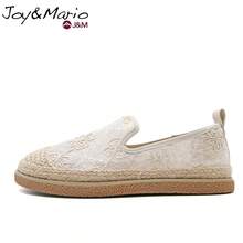joy&mario 1 đôi giày bệt nữ kiểu espadrille, màu be, chất liệu ren đính sequin, thoáng khí, đế bằng sợi đay dệt, chống trơn trượt, nhẹ, thích hợp đi bộ, mang hàng ngày và mọi mùa - J&M - Màu be - Xem 8