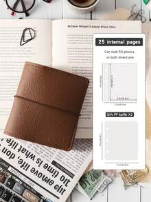 Mini Faux Leather Pocket Photo Album, 3-Ring Clear Photo Card Holder, Portable Collection Of Celebrity, Idol, Couple Photos, 3-Inch Album, High-Quality Loose-Leaf Photo Album, Instant Camera Accessories, Multi-Color Photo Notebook, Best Gift For Friends, Graduation, Back To School - Multicolor - View 5