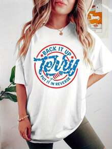 GraphicBack It Up Terry Put It In Reverse Fireworks Fun 4th Of July T-Shirt - Camisetas de Verano 100% Algodón, Ropa de Oficina para Mujer, Camisas de Mujer Lindas, Camisetas para Mujer para Vacaciones - Blanco - Ver 1