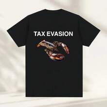 Camiseta de algodón con estampado divertido de meme de langosta y evasión de impuestos para mujer. Camiseta de verano de alta calidad. Camiseta casual urbana de 220 g. Camiseta de algodón suave para hombre y mujer, confeccionada con tela premium duradera y agradable al tacto, adecuada para todo tipo de cuerpo y para uso diario. Camisetas casuales transpirables y ligeras, conjuntos elegantes para otoño, perfectas para la vida diaria, actividades al aire libre, viajes, vacaciones y diversas fiestas temáticas durante todo el año. - Negro - Ver 1