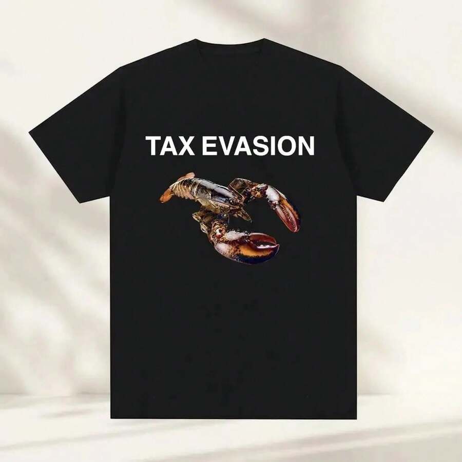 Camiseta de algodón con estampado divertido de meme de langosta y evasión de impuestos para mujer. Camiseta de verano de alta calidad. Camiseta casual urbana de 220 g. Camiseta de algodón suave para hombre y mujer, confeccionada con tela premium duradera y agradable al tacto, adecuada para todo tipo de cuerpo y para uso diario. Camisetas casuales transpirables y ligeras, conjuntos elegantes para otoño, perfectas para la vida diaria, actividades al aire libre, viajes, vacaciones y diversas fiestas temáticas durante todo el año. - Negro - Ver 1