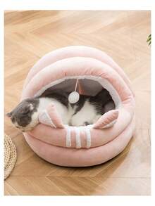 Semi-Enclosed Pet Nest, Cat House, Cat Bed, Cat House Accessories, Cat Nest Suitable For Summer Use. - Cute Brown - View 3
