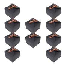 jojofuny 10 Cajas para Cupcakes Individuales Negras Soporte Inferior y Lazo, Caja de Poliéster Portátil para Guardar Pasteles en Embalaje Elegante Color - como en la imagen - Ver 9