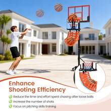 GOFLAME Basketball Rebounder 360° Rotating Basketball Return System For Adults And Teenagers Basketball Trainer With 4 Removable Hooks - Black - View 3