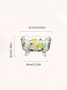1pc Handmade Vintage Floral Pattern Glass Ashtray - European Rectangular Desktop Storage Ashtray, Multifunctional Decor, Suitable For Dining Room, Living Room, Home Decor, European Style Ashtray | Artistic Craft - Colorful - View 6
