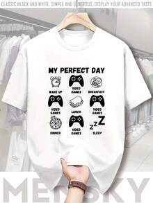 Camiseta versátil para mujer, camiseta de verano transpirable e informal con estampado de Gamer Perfect Day - Manga corta holgada y moderna, camisetas de mujer, blusas casuales para mujer, camiseta con estampado retro-rock, camiseta con estampado divertido, blusas de mujer, camisas de hombre, Copa del Mundo 2026, estilo camiseta de aficionado. - Blanco - Ver 1