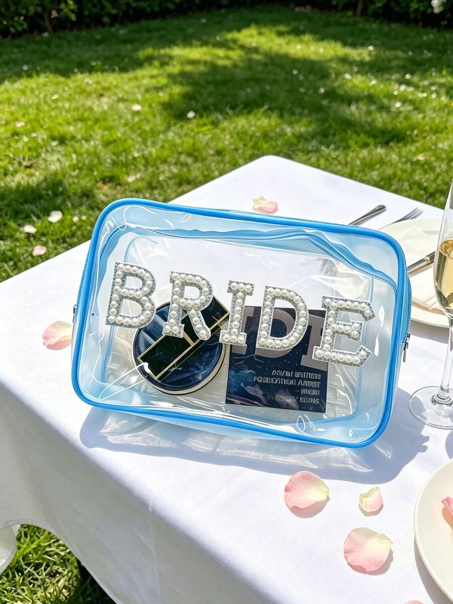 Bridal Makeup Bag, Transparent Travel Makeup Bag, Large Transparent Zipper Makeup Bag, Easy To Carry, Suitable For Home And Travel Storage, Daily Use