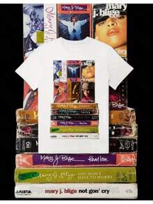 Vintage-T-Shirt Med Grafisk Design Från Mary J Bliges Album - 90-Tals R&B-Låtar Som "Real Love" - Tjock 220 G/M² Bomulls-T-Shirt - Retromusik-T-Shirt För Kvinnor Och Män - Oumbärlig För Födelsedagar Och Kongresser - Maskintvättbar Topp Med Rund Hals, Avslappnad Passform, Andningsbart Tyg, Lös Och Bekväm. - White - View 7