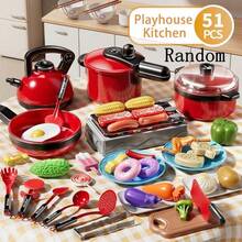 Mini Kitchen Toy Set, Realistic Cooking Toys, Creative Role Play Kitchen Utensils Toy Set With Realistic Food, Cookware Accessories, Pots, Bowls, Knives, Suitable For 3-10 Years Old Boys And Girls, Parent-Child Interaction, Holiday Gift - 彩色 - 查看 17