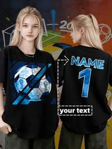 High-Quality Short-Sleeved T-Shirt With A World Cup Print For Youth, Featuring A Low-Poly Ice Blue Football Design With Dark Trophy Pattern Elements. Suitable For Watching Matches, Everyday Wear, And Gatherings With Friends. A Great Collectible Item For Football Fans. For Teenagers, New Arrival 2026 - 100% Breathable Cotton - 黑色 - 查看 6