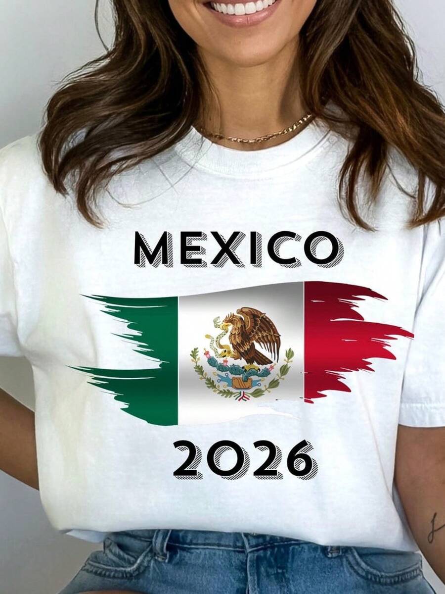 2026 Mexican Flag T-Shirt, Mexican Pride T-Shirt, Viva Mexico T-Shirt, Mexican Heritage T-Shirt, Mexican Patriotic T-Shirt, Hispanic Culture T-Shirt - 黑色 - 查看 1