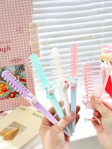New Rabbit Shaped Foldable Comb, Cute Compact Portable Hair Brush For Students, Women Hair Massage Comb - Multicolor - View 4