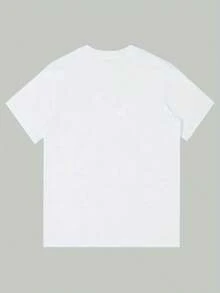 Camiseta de Hombre con Patrón Rojo - Casual de Manga Corta y Cuello Redondo, Impresión Llamativa, Cómoda para Todas las Estaciones, Lavable aáquina, Top de Ajuste Simple - Blanco - Ver 2
