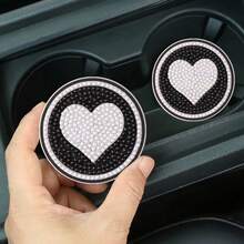 2pcs DIY Diamond Painting Car Cup Coasters, 2.8 Inch Anti-Slip Coasters, Universal Car Interior Decor, Shiny Feminine Style, Multipurpose For Car, Home And Office Desk - View 11