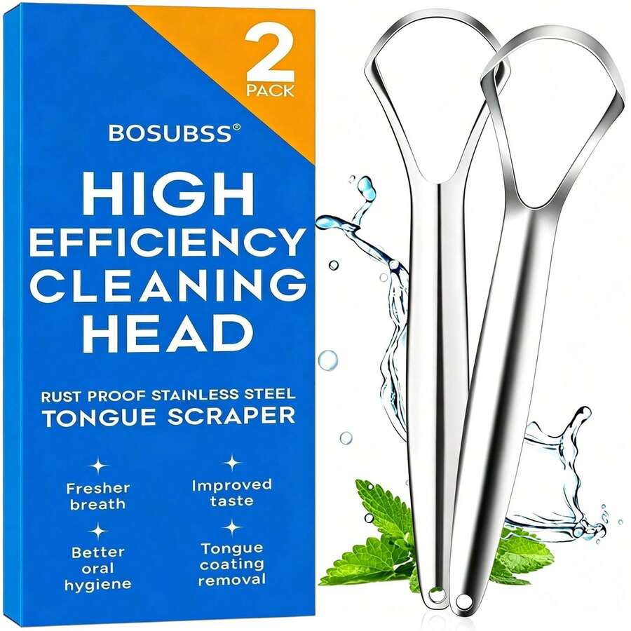 Tongue Coating Cleaner, Stainless Steel Tongue Scraper, Oral Cleaning Tool 1/2pcs - Multicolor - View 1