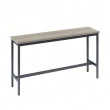 Long Bar Table With 3 PU Padded Bar Stools, Industrial Style, Ideal For The Kitchen, Dining Room, Living Room Or Reception Room, In Rustic Grey And Black Tones. - Grey - View 6