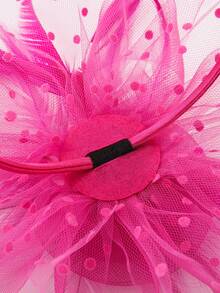 1pc Women's Tea Party Horse Racing Hat Kentucky Derby Hat Floral Mesh Hair Accessory Hair Clip Wedding Headpiece - Hot Pink - View 7
