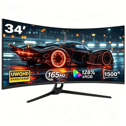  Gawfolk Gaming Monitor 34 Inch IPS 165Hz, Ultrawide PC Screen 3440X1440P Ultra-Thin Zero Frame Computer Display For Home Office Business, DP, Wall-Mounted, Black,(Multiple Sizes Available)
