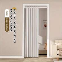 1pc Foldable Louvered Windproof Partition Curtain, Includes Hooks And Storage Strap, Suitable For Living Room, Bedroom And Kitchen, Easy Care Design, Bedroom Partition Curtain, Moisture-Proof, Easily Achieve Home Privacy - Door Curtain - View 6
