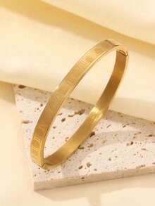 2pcs Stainless Steel Bangle Bracelets, Timeless Stackable Numeric Design, Waterproof & Durable, Suitable For Work & Leisure, All-Season Wear, Sweet Gift - Roman Numerals - View 7