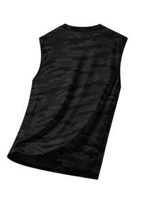 Herren Mehrfarbiges Camouflage Tanktop, Rundhals Atmungsaktives Mesh Weste, Schnelltrocknendes Sport Tanktop für Fitness & Training - Schwarz - Übersicht 3