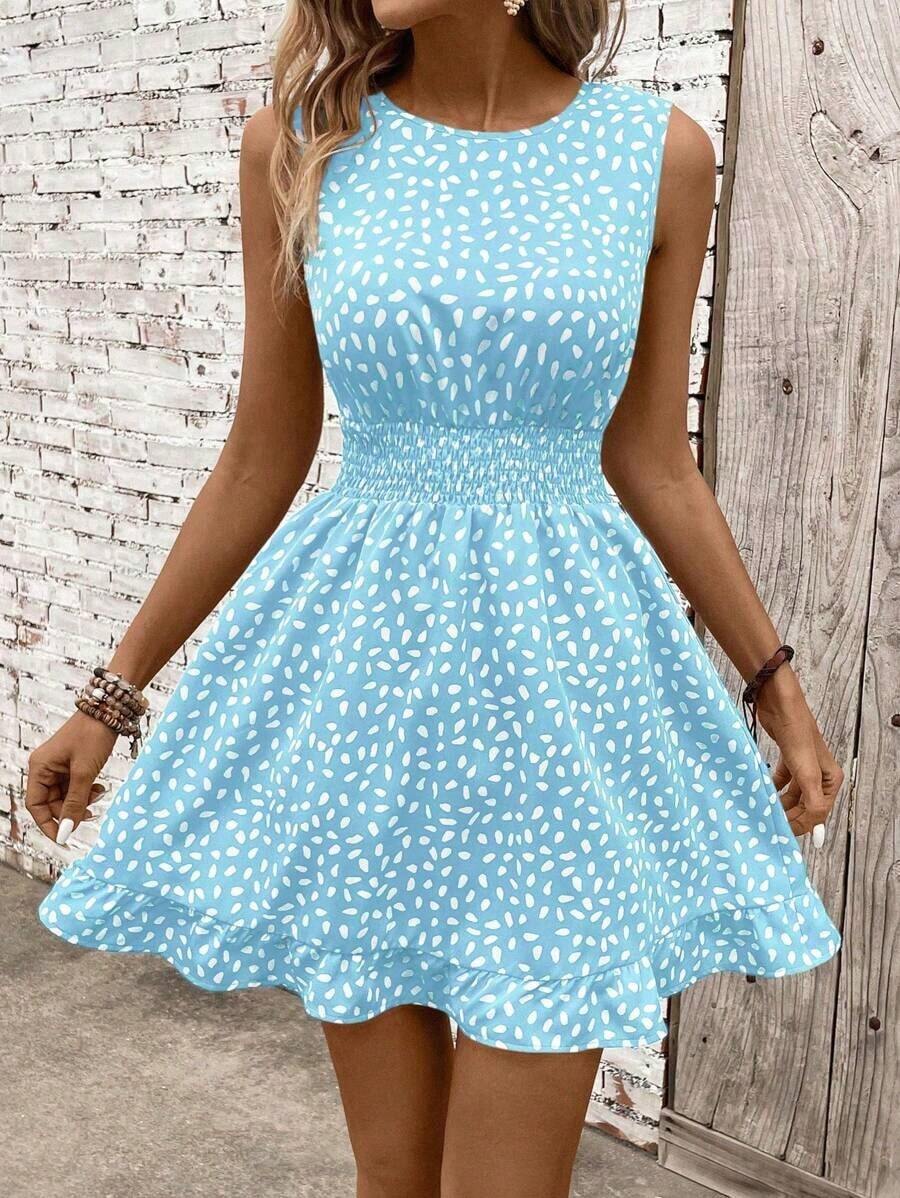 Vestido casual - Vestido casual moderno - Vestido casual de vacaciones - Vestido pastoril para mujer - Vestidos de verano para mujer - Ropa de mujer - Vestidos talla grande vendidos - Atuendos de verano para mujer - Azul - Ver 1