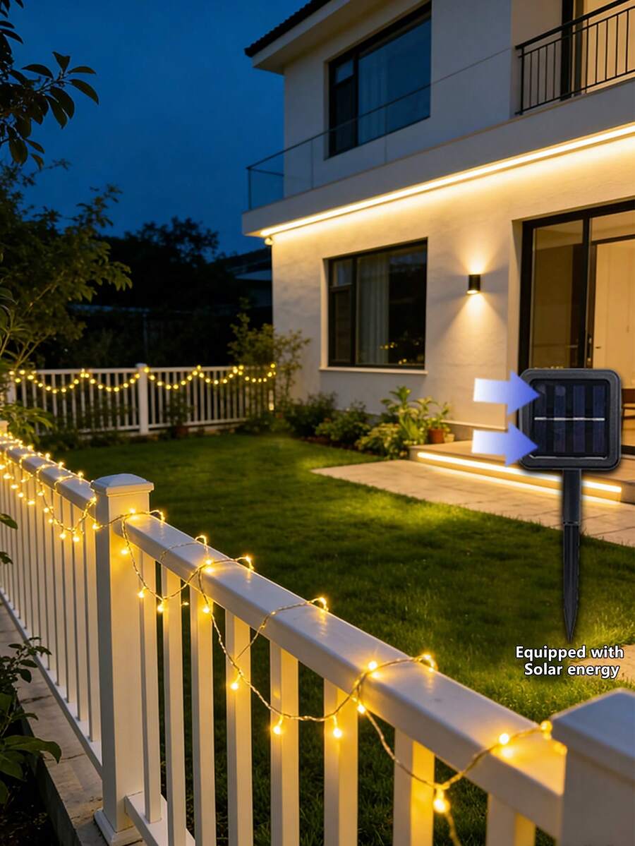 5m/10m Waterproof Solar Powered Copper Wire LED String Lights, Flexible Light Strip For Garden, Bedroom, Wedding, Party, Home Decor