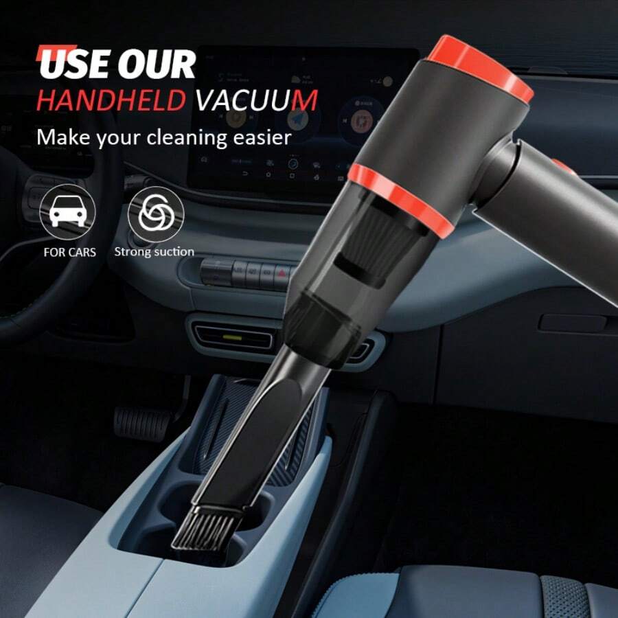 Super Suction Car Vacuum Cleaner - High-Power Wet & Dry Cleaning - Portable Mini Handheld Pet Hair Remover - Multi-Functional And Waterproof - 黑橙色 - 查看 1
