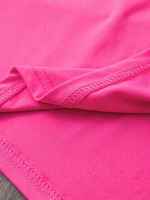 Patrón de moda de primavera y verano estampado de mangas cortas, camisetas casuales de manga corta, camisetas de moda de mujer de talle redondo de talla estándar, ropa de mujer de talla estándar, ropa de mujer - Rosa roja - Ver 4