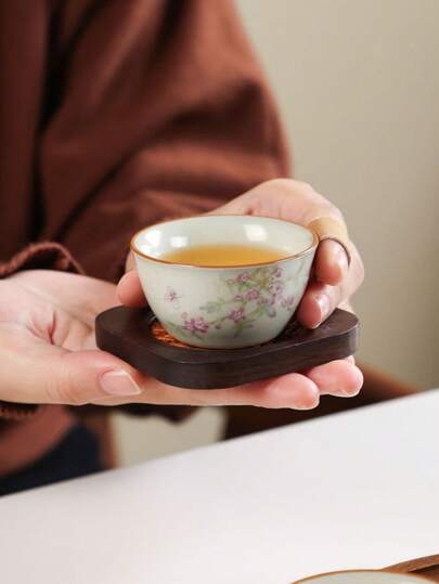 桃花陶瓷茶具套装，复古家居装饰茶杯，红色茶杯，水杯，浓缩咖啡杯，日常小茶杯