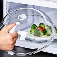 1 cái nắp đậy thức ăn chống bắn dầu mỡ dùng cho lò vi sóng mới, có lỗ thoát hơi và tay cầm, nắp đậy khay/bát hâm nóng thức ăn trong lò vi sóng, có lỗ thoát hơi, dễ cầm nắm, phù hợp với lò vi sóng, vật dụng nhà bếp thiết yếu. - Nhiều màu - Xem 1