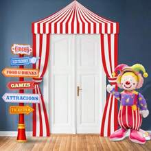 10 Pcs Carnival Party Decorations Set Circus Tents Self Standing Clown Balloons Circus Party Directional Signs Carnival Decorations For Birthday Directional Clown Trunk Or Treat Plies - 紅色的 - 查看 5