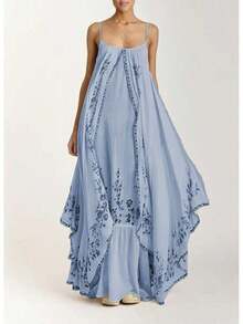 Women Maxi Dresses - Light Blue - View 2