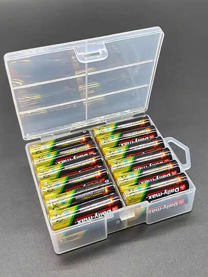 Hộp đựng 24 pin AA/AAA - Vỏ trong suốt có vách ngăn an toàn, giải pháp lưu trữ pin tiết kiệm không gian | Hộp nhựa trong suốt, tiện lợi để sắp xếp phụ kiện phần cứng, lý tưởng cho mùa tựu trường, nhà cửa, văn phòng hoặc du lịch.