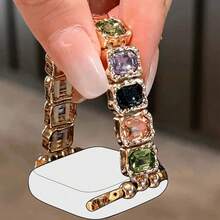 1pc Luxury Rhinestone Rose Gold Metal Band, Fits All Series, Made Of Rose Gold Alloy With Gradient Color Rhinestones, Adjustable Chain Design, Scratch-Resistant And Durable, Comfortable Wear - Multicolor - View 2