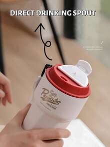 SNOOPY 1 Peça Copo Térmico Isolado a Vácuo de Aço Inoxidável de 450ml, Caneca de Café de Grande Capacidade, Copo para Carro, Copo Portátil com Palha e Tampa para Uso Externo, Mantém as Bebidas Frias - Multicolorido - Visão 7