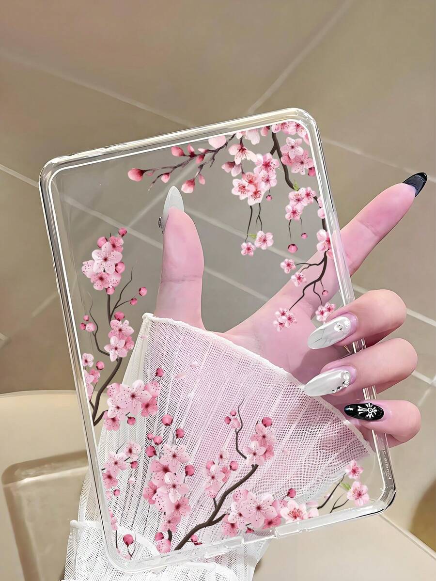 1個花卉圖案透明保護殼，適用於Kindle Paperwhite 12代 2024、Kindle 11代-2024發行、Libra Colour 7英吋、Clara Colour、Fire HD 10平板(11代/13代, 2021/2023發行)，四角防摔全覆蓋透明矽膠軟殼