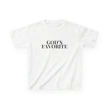 Women's Short-Sleeved Crop Tops, Printed With The Slogan "God's Favorite", Y2K Style Fitted T-Shirt, 90s Vintage Style, Religious Gift For Mother's Day, Casual. - 白色 - 查看 3