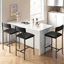 Metal And Wood Rectangular Table With 4 Upholstered Chairs,5 Piece Dining Table Set - Kursi tinggi isi dua - View 7