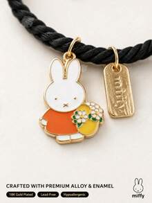 官方 MIFFY 二合一髮圈與手環，可愛琺瑯兔子吊飾黑色編織彈性帶，適合日常與辦公穿搭的多功能配件 - 彩色 - 查看 11