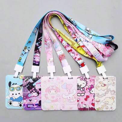 1 Stück, Cartoon Anime Sanrio Bus Kartensatz, Kartentasche mit Halteleine, Studentenmahlzeitenkarte, Campuskarte, Kindergarten, Schule, Kinder, Studenten, männlich und weiblich, Zuhause, Outdoor-Sport, Tourismus, Einkaufen, Reisen, Party, Tanzparty, Büro, Bankkarte, Ausweis, Arbeitsausweis, Dokumentensatz, Multifunktionskartensatz, Aufbewahrungstaschenset