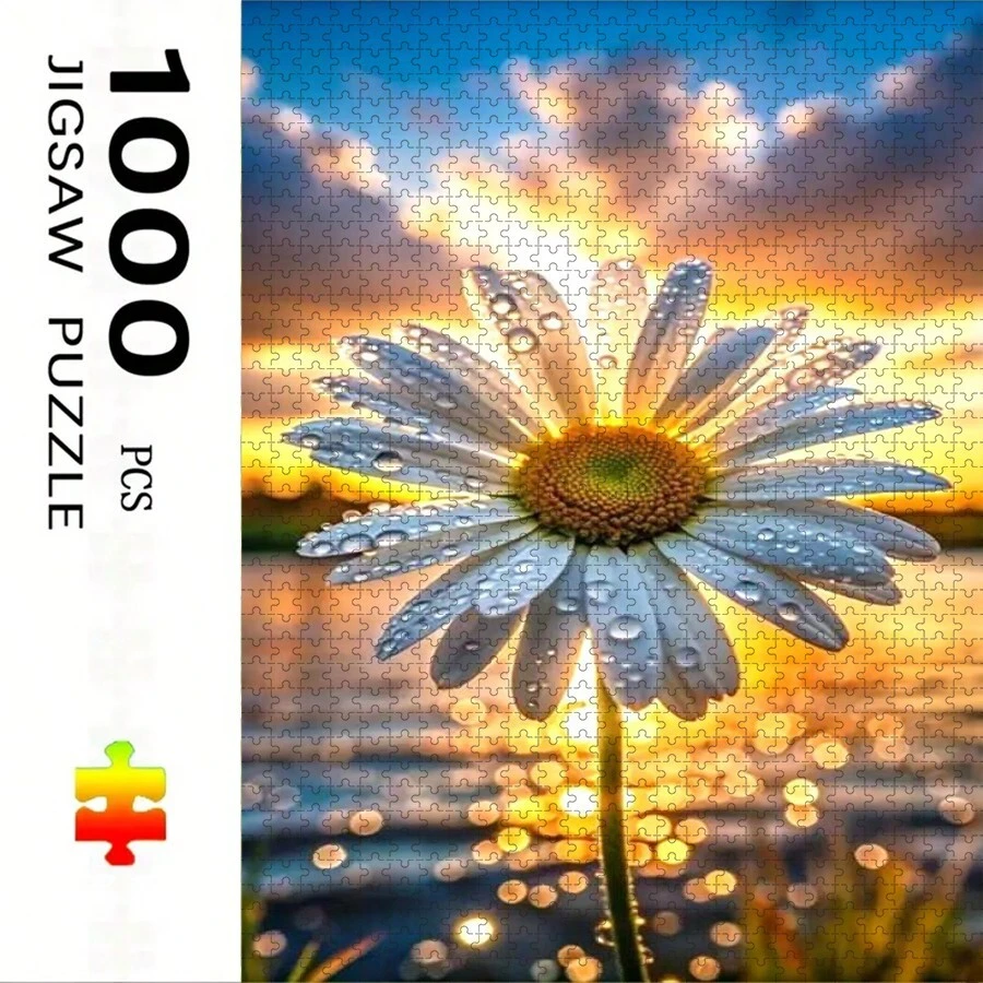 1盒1000片拼图，50*70厘米/19.7*27.6英寸 - 雏菊主题 - 大型成人拼图礼物，DIY工艺品，适合家居、客厅、办公室装饰，无框，圣诞节、万圣节、母亲节、新年、复活节礼物
